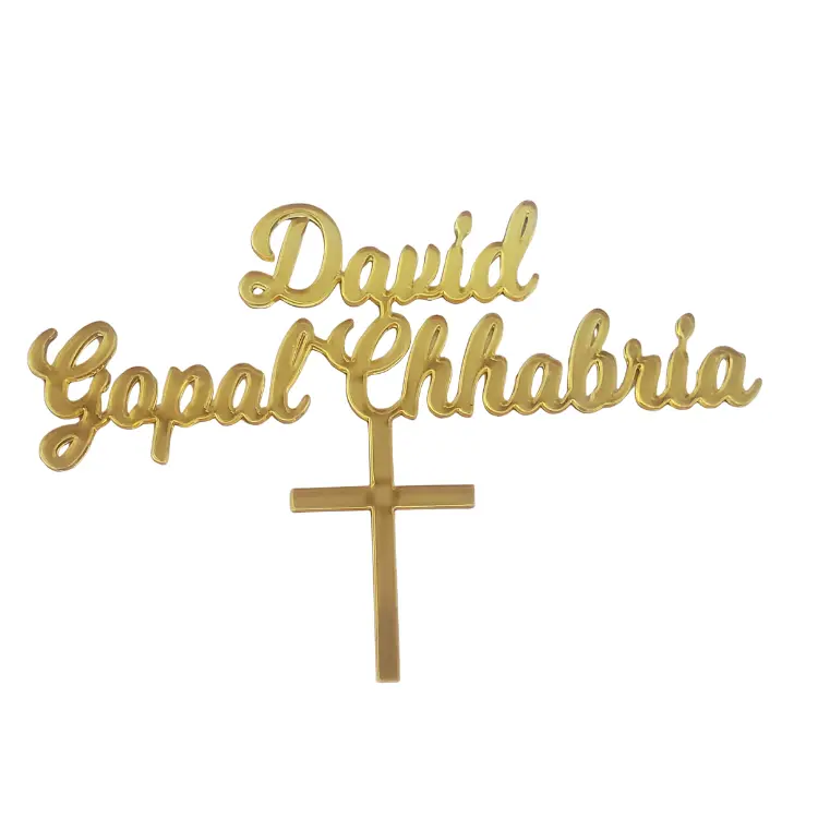 Personalised Gold Baptism Cake Topper with Custom Name